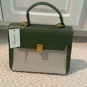 Francesca's Collections Olive and Beige Handbag- strap included